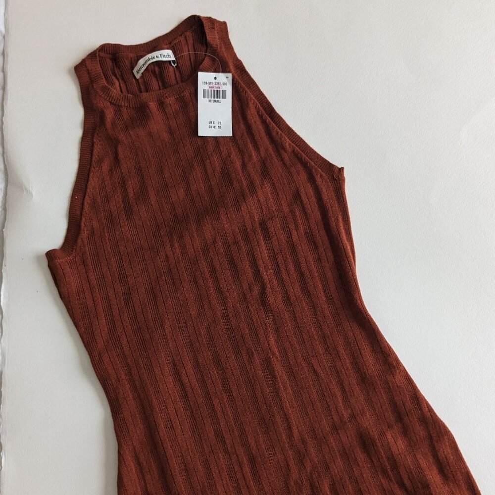NEW Abercombie & Fitch Paprika Knit Sleeveless Midi Scuba Dress
